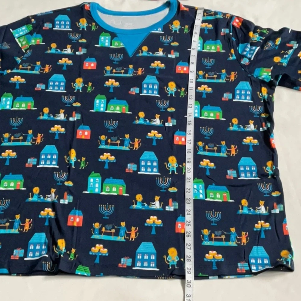 Hanukkah‎ Men’s Lions Print Matching Family Pajama Set Navy Blue Size XXL